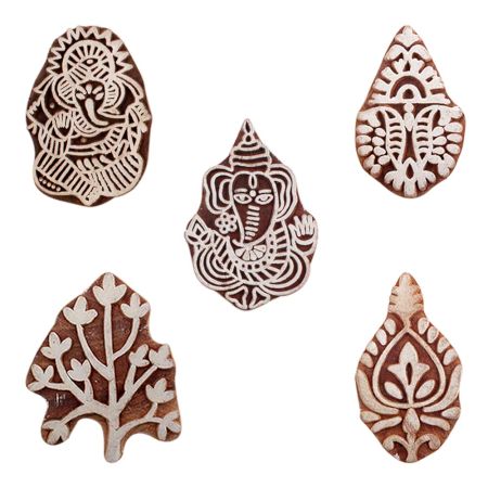 Set of 5 Piece New Mix Wooden Printing Blocks